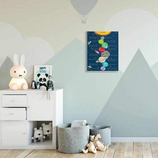 Stupell Industries Our Solar System Facts Kid's Educational Illustration Wood Wall Plaque